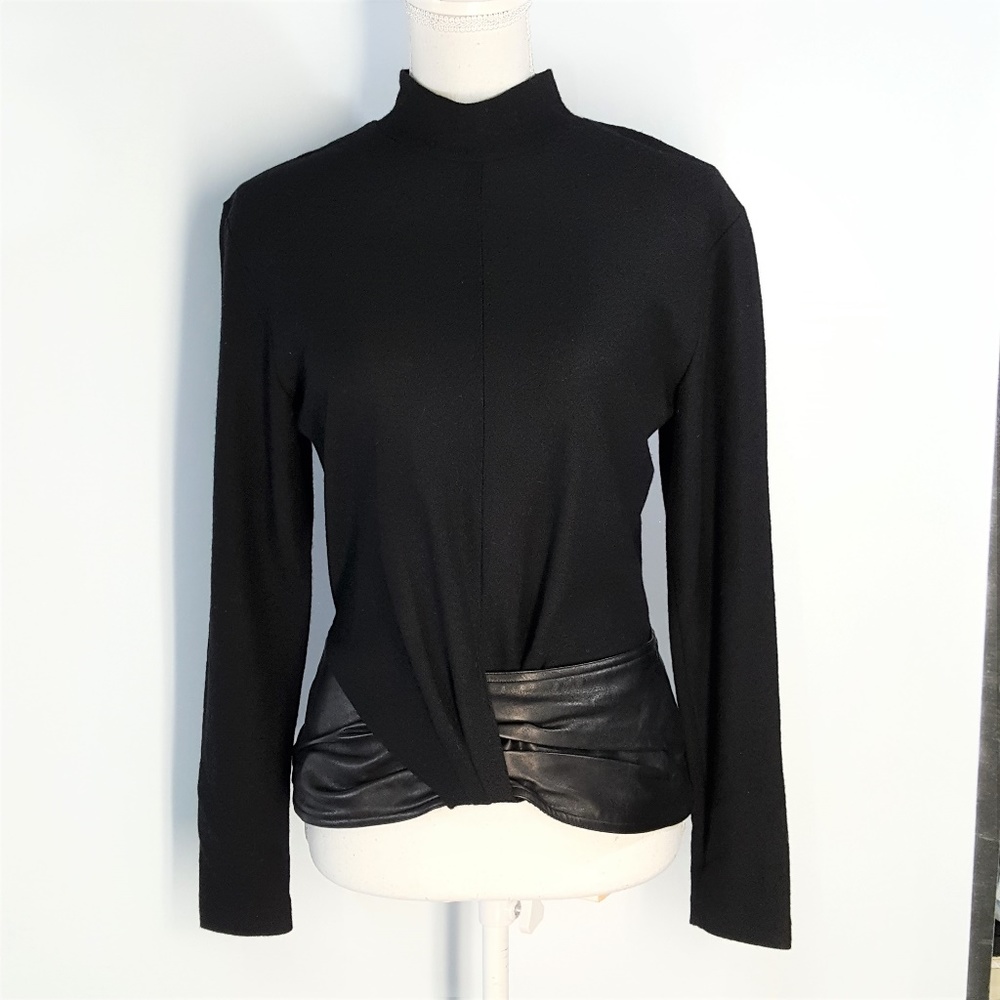 Joanie Char Twist Front Wool Sweater with Leather